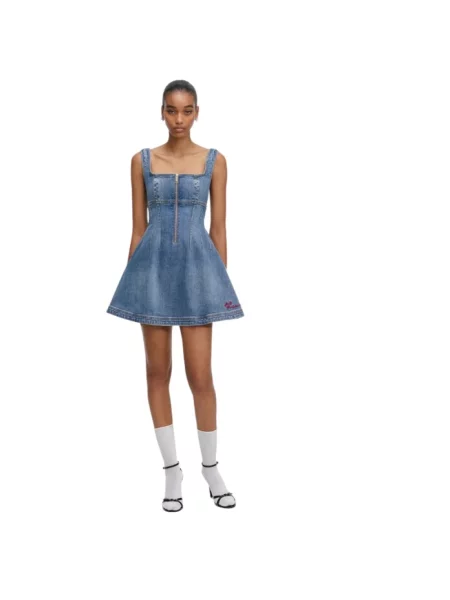Mała mały sukienka jeansowa Self-portrait niebieska