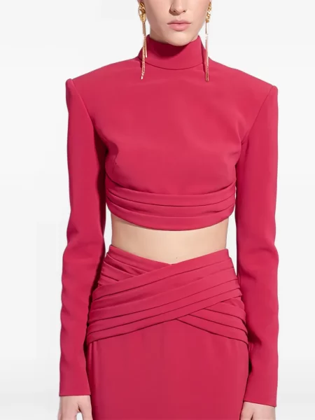 Decupat top Zuhair Murad cu volane roz