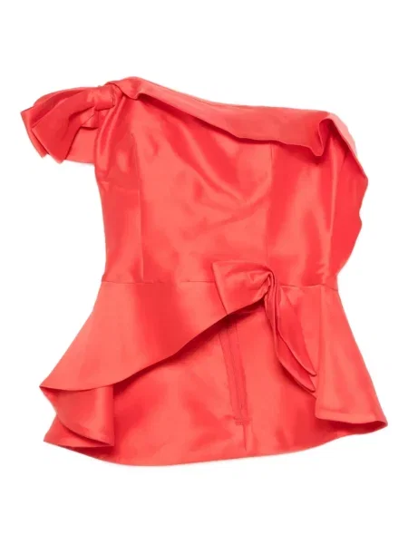 Bluzka Gemy Maalouf z falbankami na jednym ramieniu czerwona