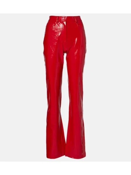 Spodnie Norma Kamali skórzane czerwone