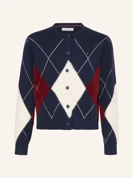 Tommy Hilfiger Pletený Svetr tmavě modrá / krémová / tmavě červená