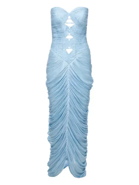 Rochie midi Ana Radu drapată până la genunchi de costum albastru