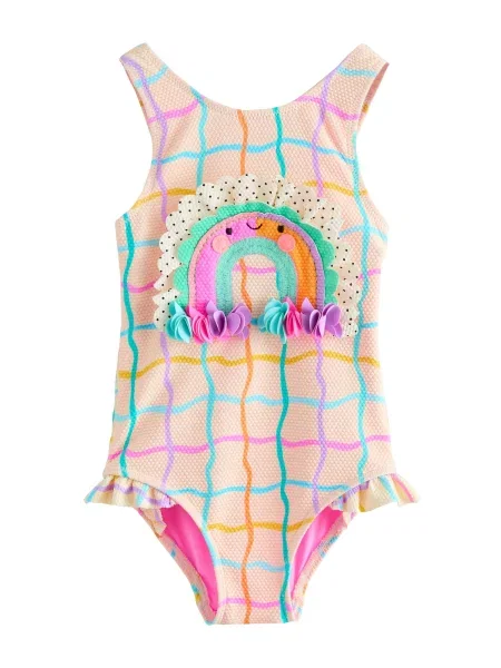 Next Costum de baie întreg / azur / galben lămâie / roz bej