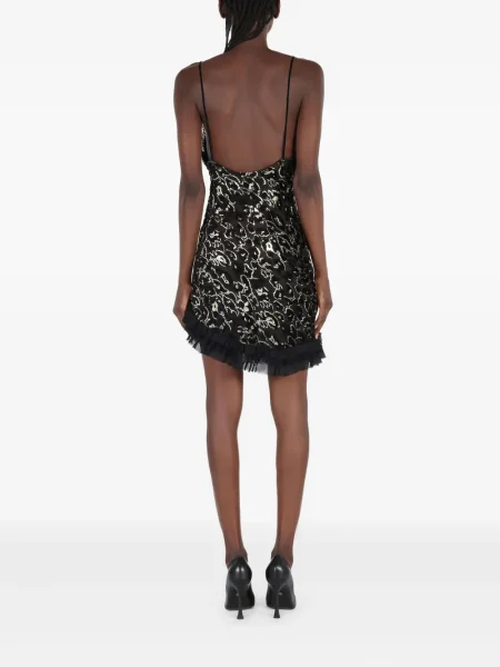 Rochie mini Roberto Cavalli cu model leopard din dantelă de costum negru