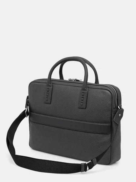 Kožená taška na notebook Tommy Hilfiger šedá