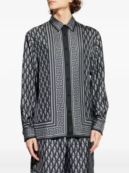 Cămașă Versace cu imprimeu geometric gri