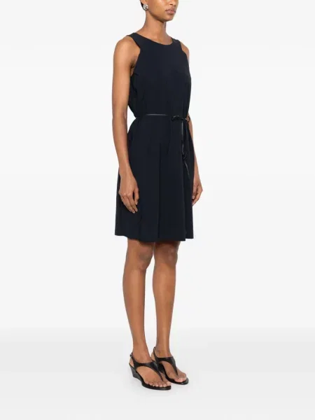 Cu centură rochie mini Rrd fără mâneci albastru