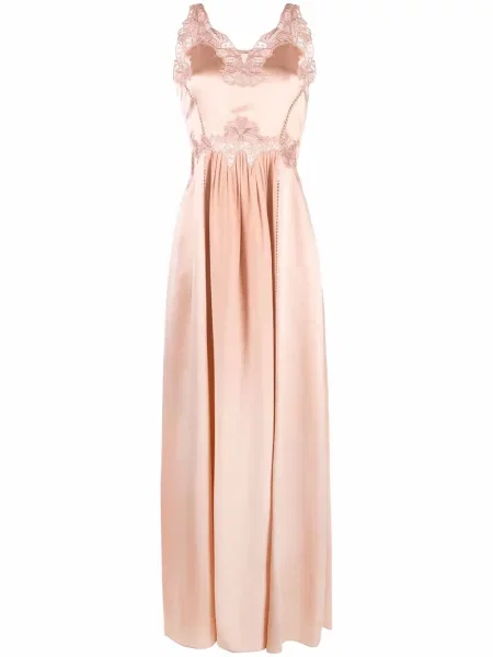 Rochie maxi Alberta Ferretti de mătase roz