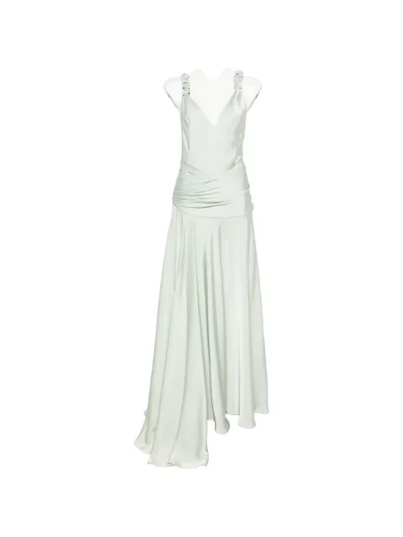 Rochie maxi Arcina Ori cu volane cu bretele verde