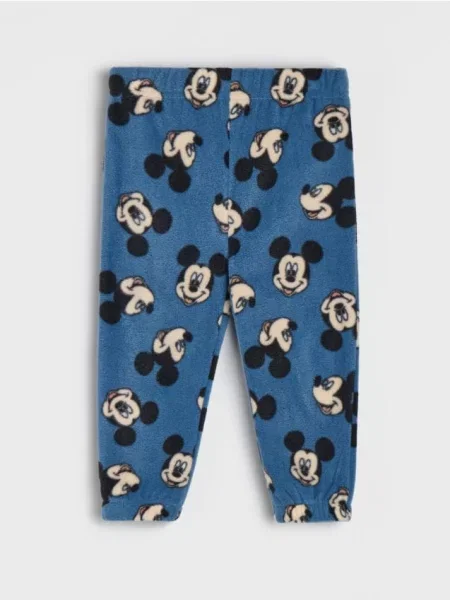 Sinsay Fleecové kalhoty s potiskem Mickey Mouse indigo
