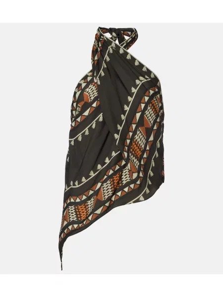 Top Johanna Ortiz de mătase cu imagine negru