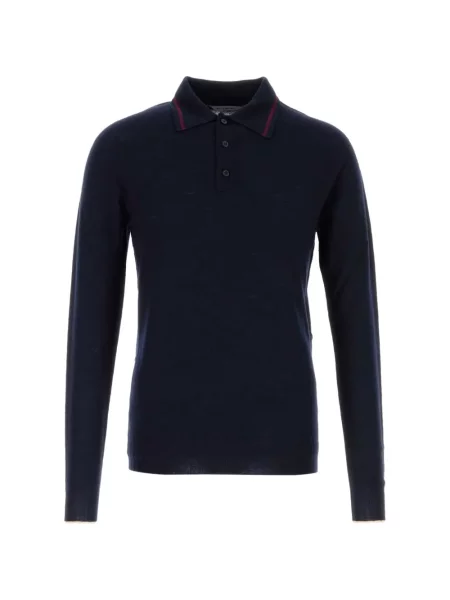 Tricou polo Balenciaga de lână albastru