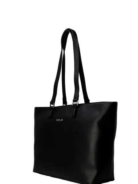 Duża shopperka Replay w jednolitym kolorze czarna