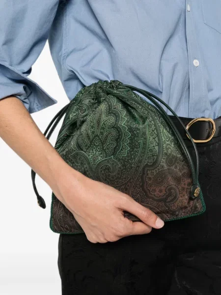 Rucsac Etro cu imagine cu model paisley cu cordon verde