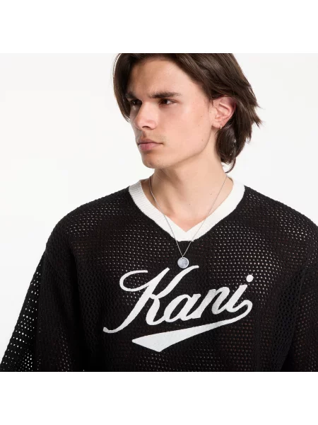 Тениска Karl Kani Cursive Varsity Crochet Boxy T-Shirt Black L черно