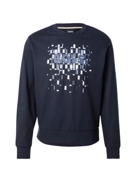 Суичър без качулка Boss с принт синьо