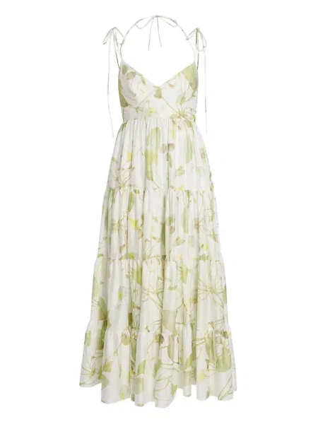 Maksi sukienka maxi Erdem z nadrukiem garniturowa biała