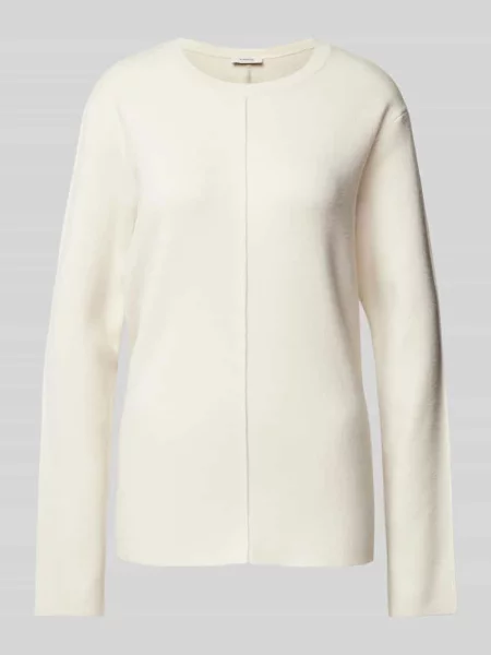 Sweter z dzianiny z okrągłym dekoltem model ‘Otari’ B.young biały