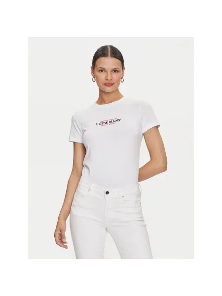 Guess Jeans Marškinėliai Slim Fit balta