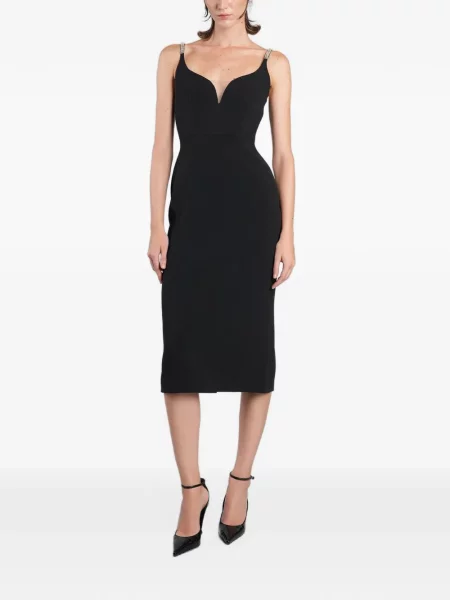 Rochie midi David Koma cu decolteu în V negru