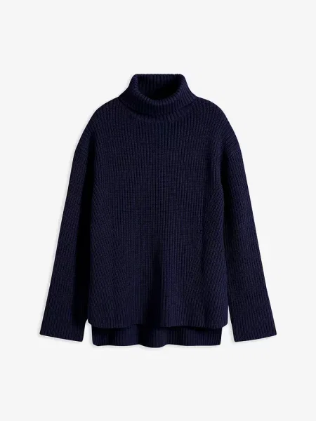 Sweter z golfem z czystej bawełny organiczenej niebieski