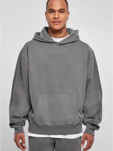 Хавлиени суичър с качулка Urban Classics с качулка сиво