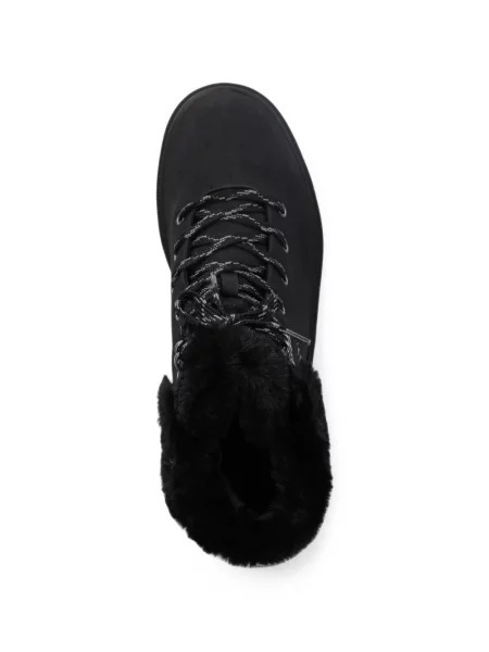 Кожена тапицерия боти Skechers с връзки с дантела черно
