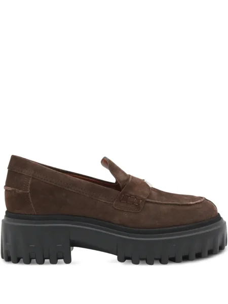 Pantofi loafer Hogan din piele de căprioară cu platformă maro