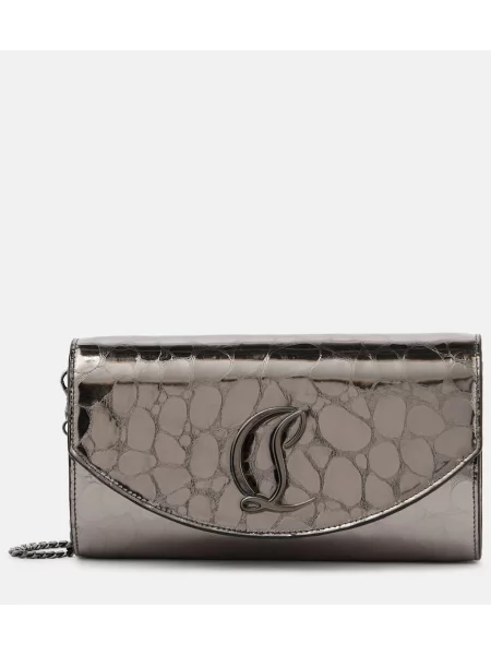 Colier Christian Louboutin din piele argintiu
