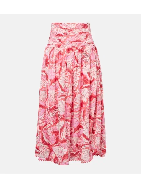 Spódnica plisowana Poupette St Barth z nadrukiem do kolan różowa