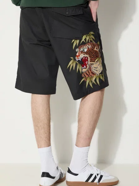 Maharishi pantaloni scurti Maha Tiger Loose Snoshorts barbati negru