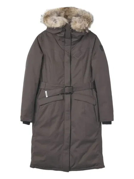 Palton de blană Nobis cu glugă gri