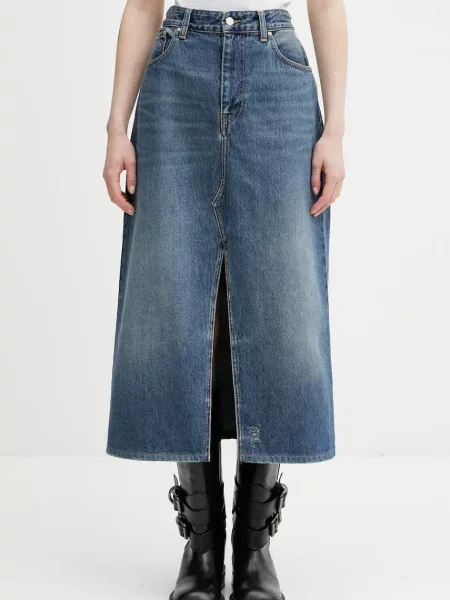 Carhartt WIP fustă jeans W Brandon Skirt midi drept