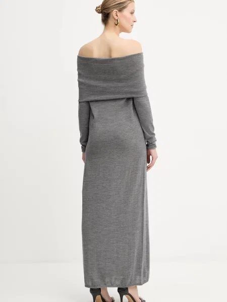 Liviana Conti sukienka wełniana maxi prosta szary