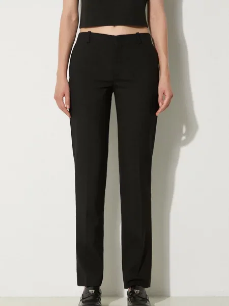 Kenzo pantaloni de lana fason tigareta high waist negru
