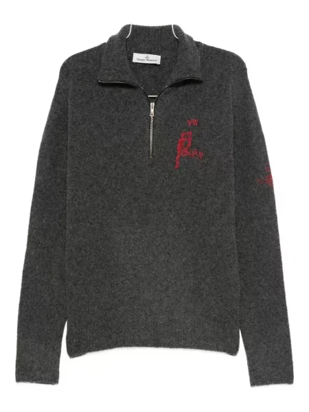 Haftowany sweter Vivienne Westwood szary
