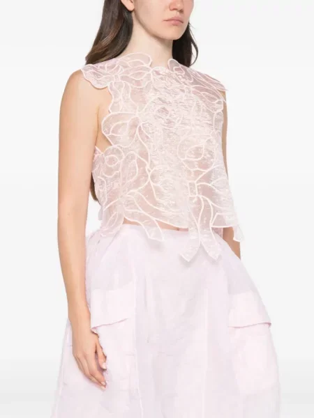 Top Cecilie Bahnsen cu broderie roz