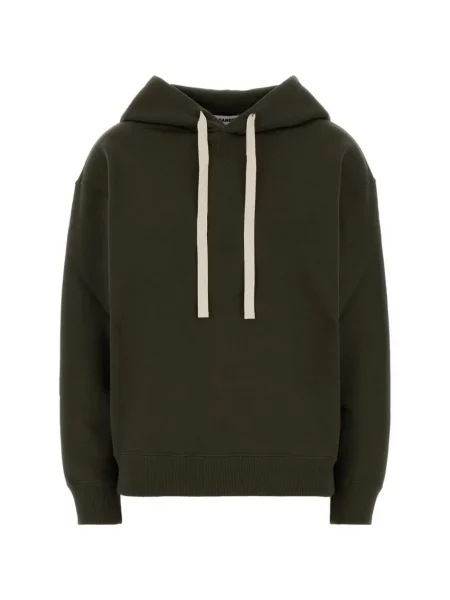 Hanorac cu glugă Jil Sander cu cordon verde