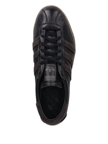 Geacă parka Adidas cu dungi cu glugă cu șireturi albastru