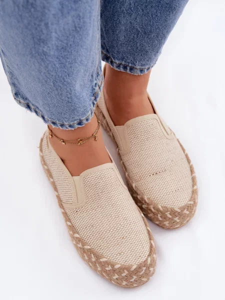 Espadrile Lee Cooper tricotate cu platformă maro