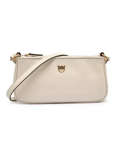 Geantă PINKO Half Moon Baguette Mini AI PLTT Écru alb