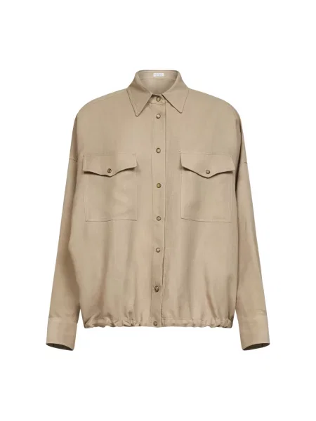 Lniana kurtka Brunello Cucinelli beżowa