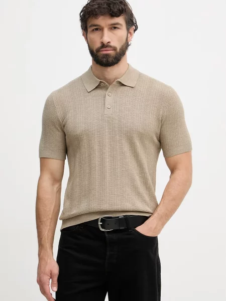 United Colors of Benetton polo swetrowe z dodatkiem lnu zielona