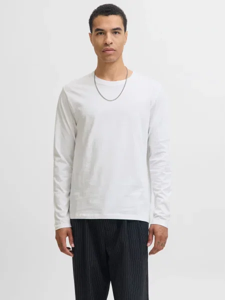 Лонгслів JACK & JONES ORGANIC BASIC TEE LS O-NECK білий