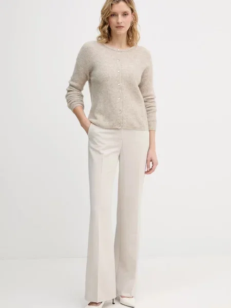 Sisley spodnie proste high waist beżowy