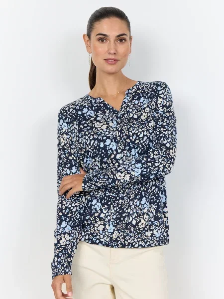 Soyaconcept® koszulka z długim rękawem SC-Felicity Kobiety niebieski|wielokolorowy wzorzysty S niebieski