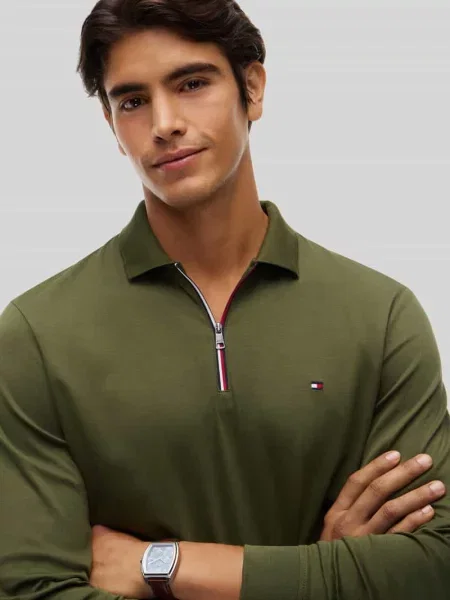 Koszulka polo o kroju regular fit z czystej bawełny model LIQUID' Tommy Hilfiger oliwkowa