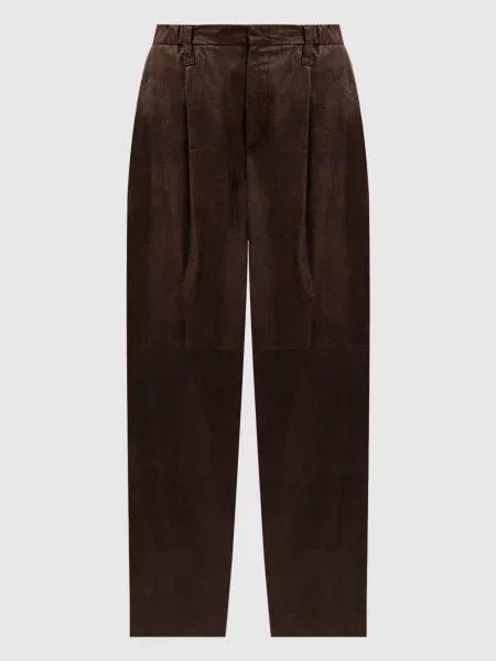 Кожаные брюки Brunello Cucinelli коричневые