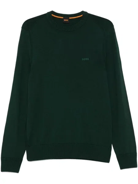 Pulover Boss cu broderie verde