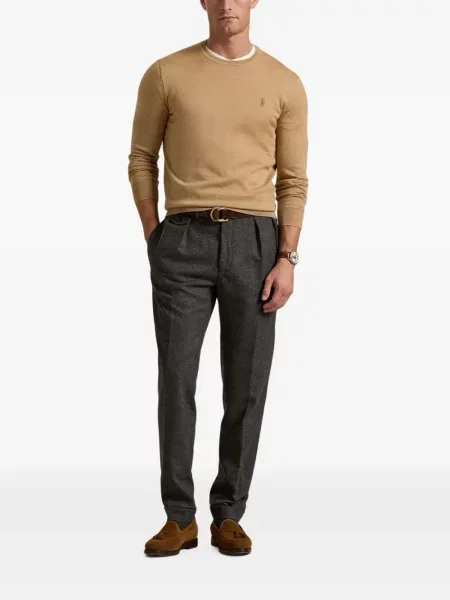 Fleece polo Polo Ralph Lauren με κέντημα με λαιμόκοψη v κόκκινο